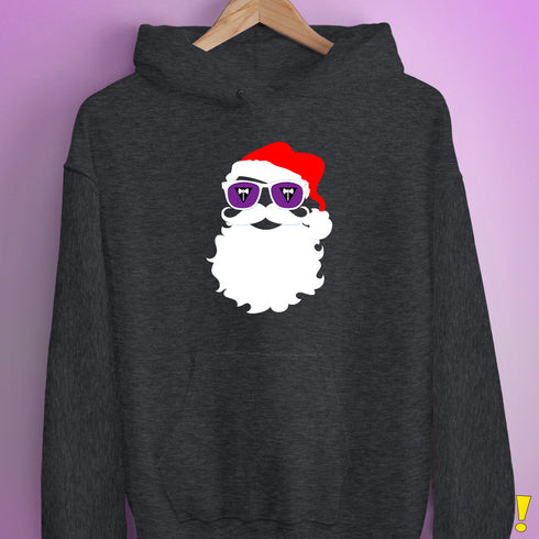 Santa’s Lesbian Labrys Pride Flag Shades Hoodie - Dark Grey Heather